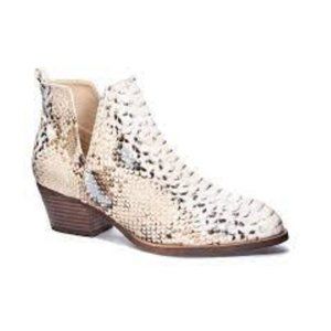 Chinese Laundry Snake Print Ankle Booties Boots Block Heel Zip Up Western SZ 11